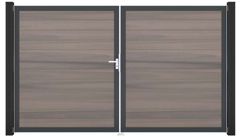 planeo Gardence BPC door - DIN left 2-leaf Bi-Color co-ex with anthracite aluminium frame