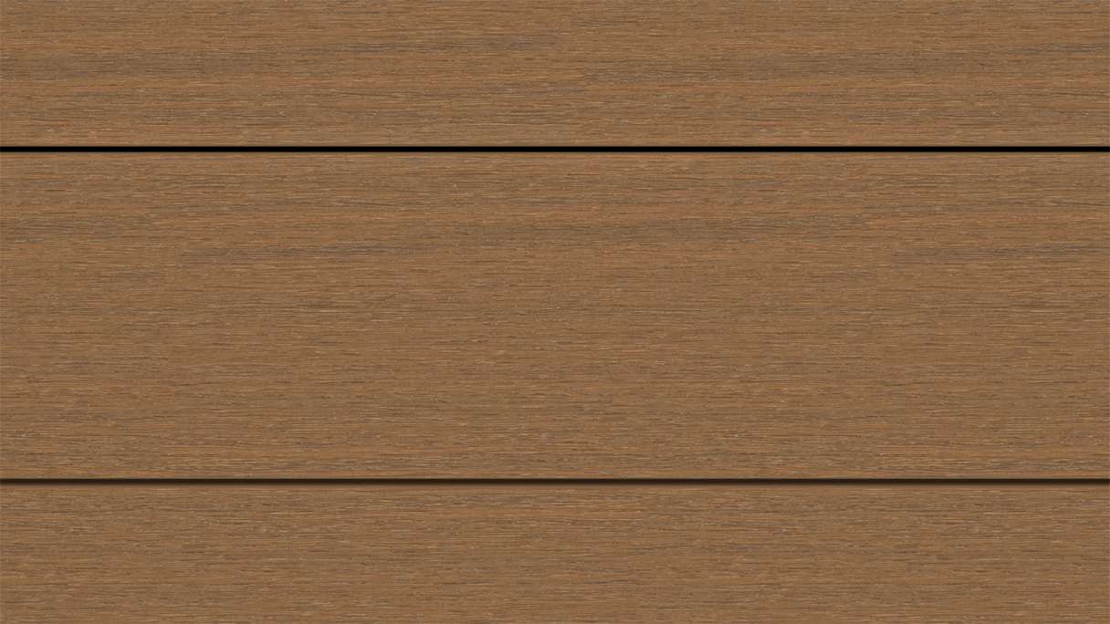 planeo WOODLine Nature - WPC CoEx coated decking board hollow chamber - Burma teak 3m textured/smooth brushed