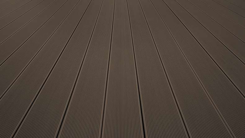 Complete set TitanWood 5m hollow core plank grooved structure dark brown 55.5m² incl. Alu-UK