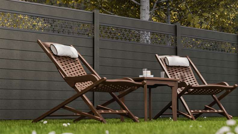 planeo Gardence Strong - BPC plug-in fence Oriental anthracite grey 180 x 180 cm