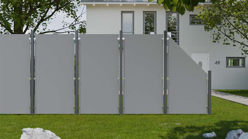 planeo Gardence Resistant - HPL privacy fence upright plain grey 90 x 180cm