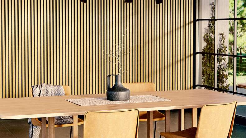 Skaben acoustic panels SilentWall Comfort - light brown oak - 250 x 30 cm