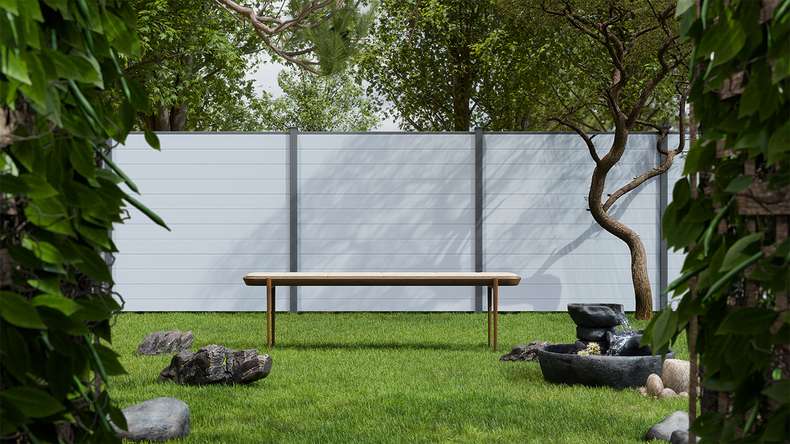 planeo Gardence Simply Small - PVC plug-in fence silver-grey 180 x 180 cm