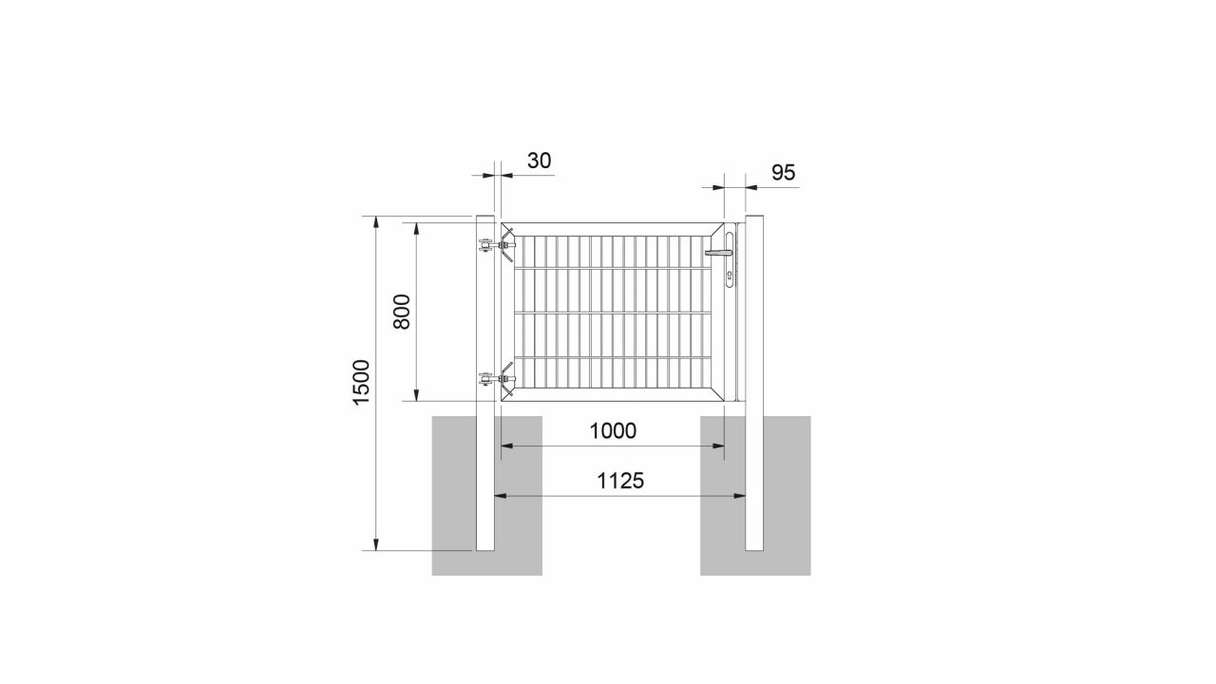 Universal door heavy 1-leaf hot-dip galvanised incl. gateposts
