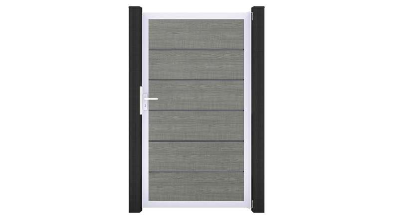 planeo Gardence Simply Premium – Grey Ash Cut universal PVC gate with aluminium frame, 100 x 180 cm