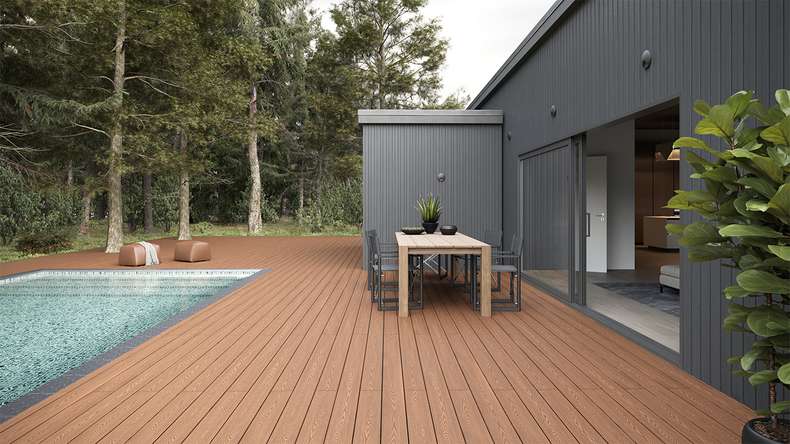planeo SolidWood WPC decking complete set solid plank - light brown French/textured