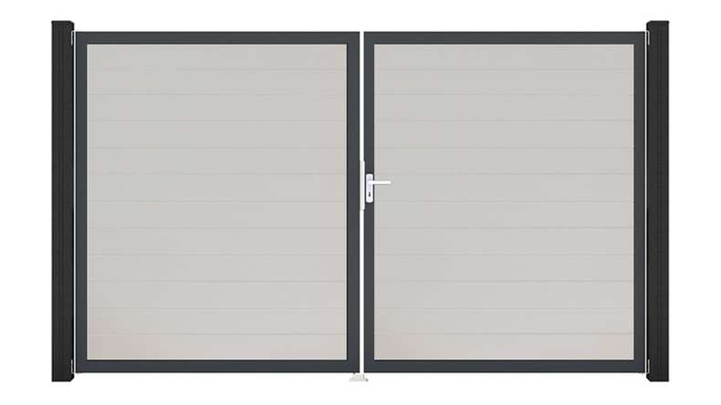 planeo Gardence Simply Small - PVC door - DIN right 2-leaf white with anthracite aluminium frame | DB703 300 x 180 cm