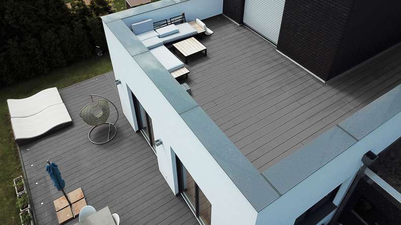 Complete set TitanWood 3m hollow core plank grooved structure light grey 16m² incl. aluminium-UK