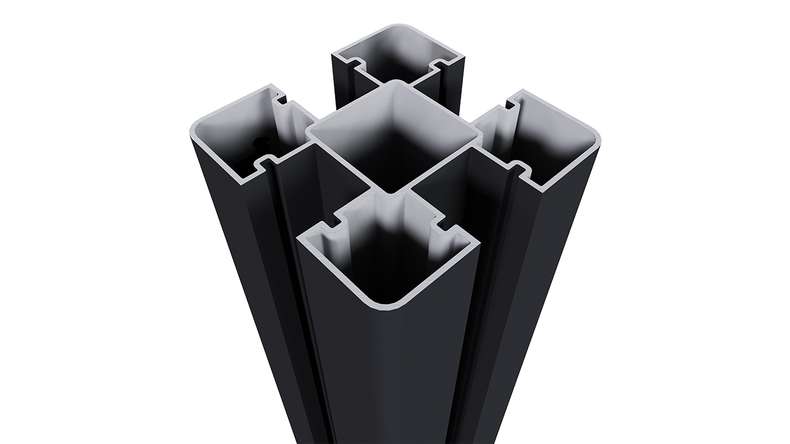planeo aluminium post for setting in concrete - black 8 x 8 x 240 cm incl. post cap