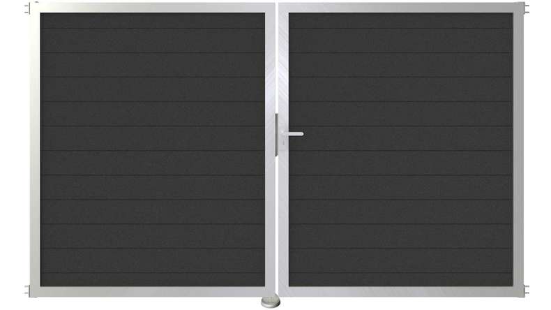 planeo Gardence aluminium door - DIN right 2-leaf anthracite with silver aluminium frame