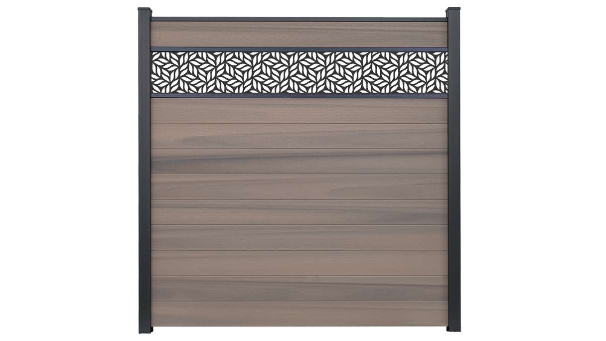 planeo Gardence Strong - BPC plug-in fence Leafs Bi-Color co-ex 180 x 180 cm