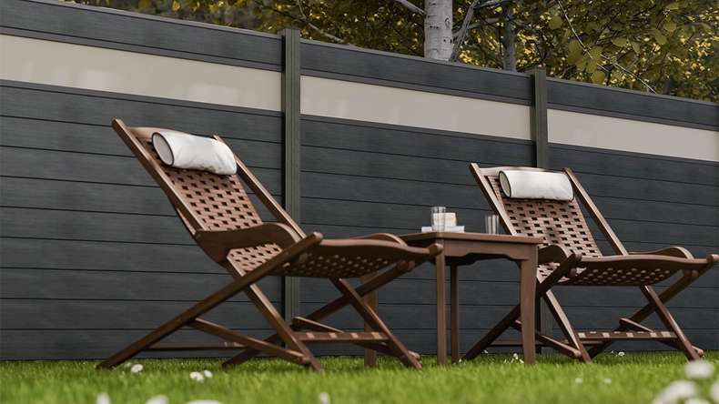 planeo Gardence Strong - BPC plug-in fence glass satin stone grey co-ex 180 x 180 cm