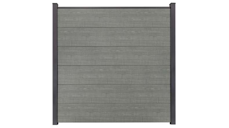planeo Gardence Simply Small - PVC plug-in fence Grey Ash Cut 180 x 180 cm