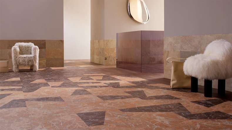 Forbo Allura Material 55 Adhesive Vinyl - Peach Marble Trapezoid (63788DR5)