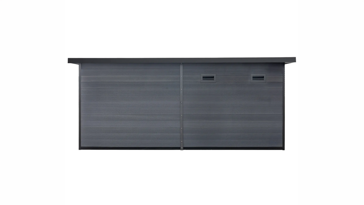 planeo WPC Single-Pitch Roof Garden Shed XXL – Anthracite 560 x 288 cm