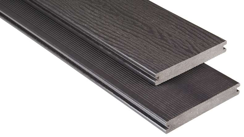 planeo WPC - decking board solid grey-brown 5.10m - ribbed