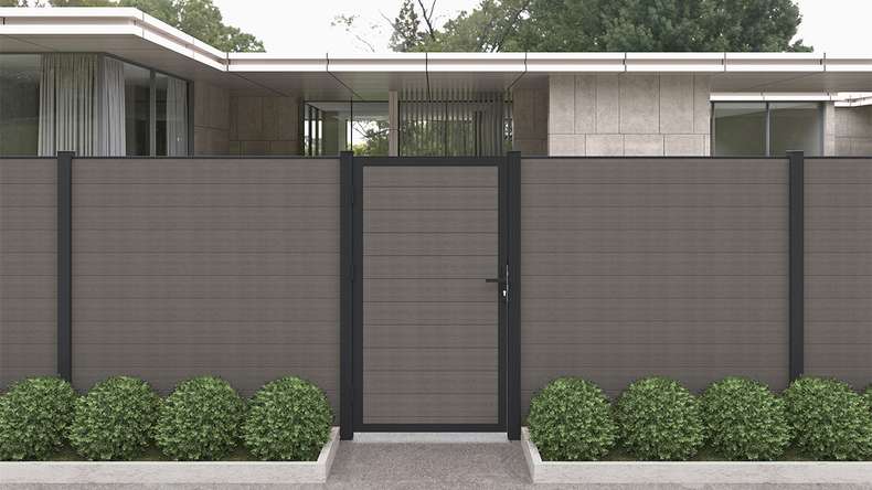 planeo INFINITY - WPC CoEx plug-in fence dark grey 176 x 183 cm