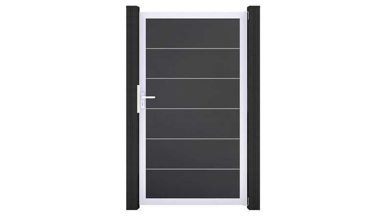 planeo Gardence Simply Premium – Universal PVC gate in anthracite grey with aluminium frame, 100 x 180 cm