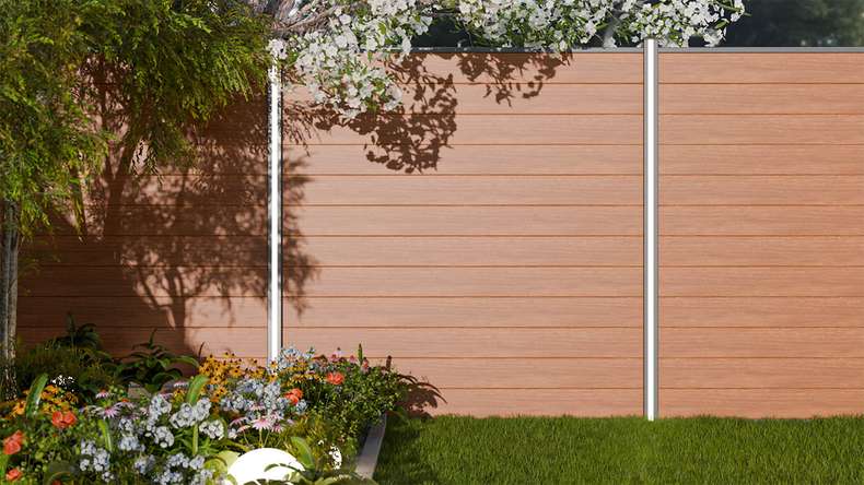 planeo Gardence Simply Small - PVC plug-in fence Golden Oak 180 x 180 cm