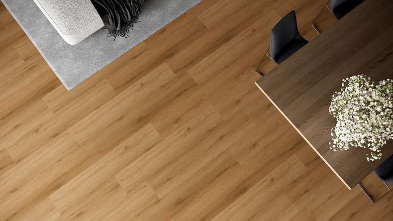 planeo Rigid Click Vinyl - HOMEtec Pro 50 IXPE Natural Field Oak | Impact sound insulation integrated (RP-G50-4)