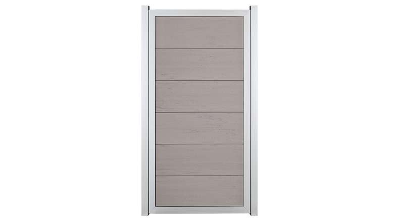 planeo Viento - garden fence upright Bi-Color Sand with aluminium frame in silver
