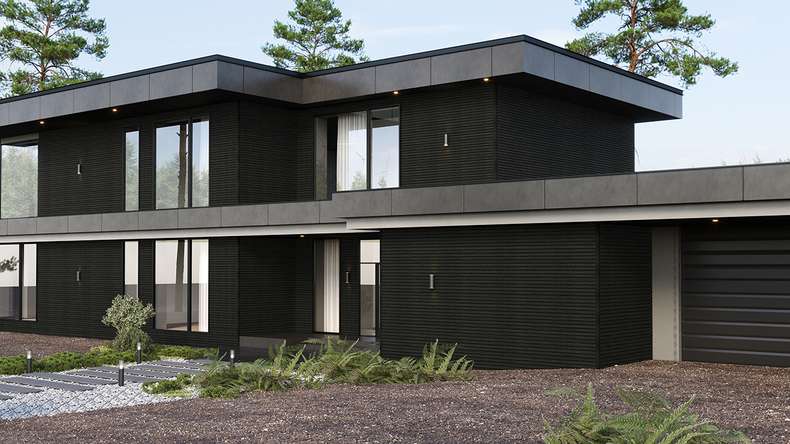 planeo LINEA Wide – WPC CoEx cladding, black, 2900 x 181 mm