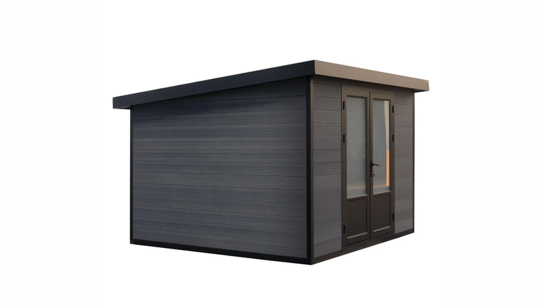 planeo WPC Monopitch Roof Garden Shed XL – Anthracite 400 x 300 cm