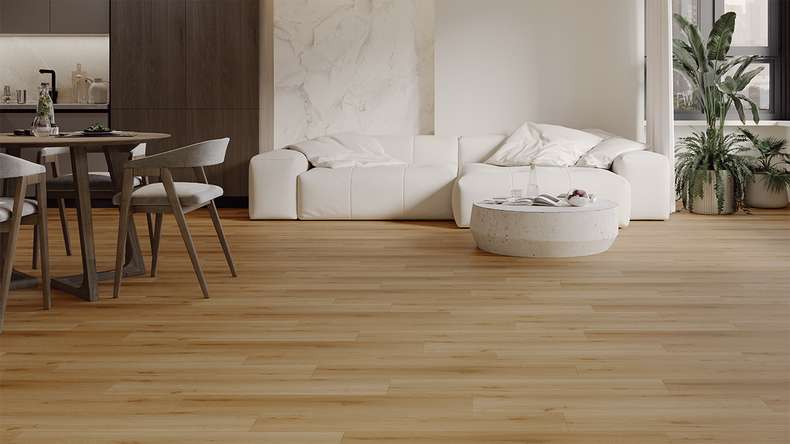 planeo Rigid Click Vinyl - HOMEtec Pro 50 IXPE Natural Field Oak | Impact sound insulation integrated (RP-G50-4)