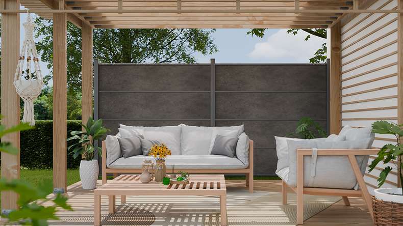 planeo Gardence Resistant - HPL plug-in fence anthracite grey 180 x 183 cm