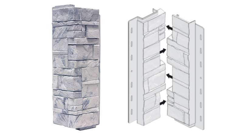 planeo Facade Corners Layered Stone Grigio - 406 x 149 mm