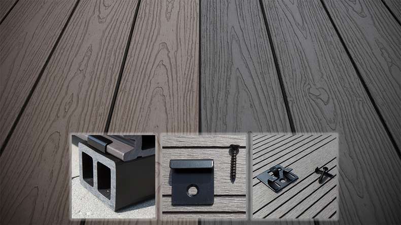 planeo CoEXWood WPC decking complete set solid planks - grey/textured cement