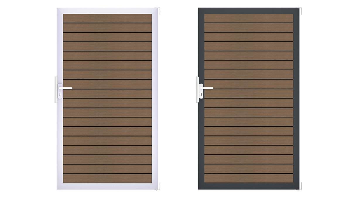 planeo Gardence Trendy – BPC Rhombus Universal Gate – Teak co-extruded with aluminium frame 100 x 180 x 4 cm