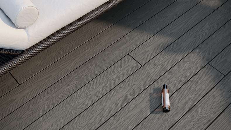 planeo CoEXWood WPC solid coated decking board - Grey/Cement 3m structured