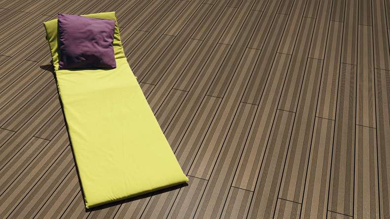 Planeo SolidWood WPC decking board – Earth Brown, 3m French-style / 3D texture