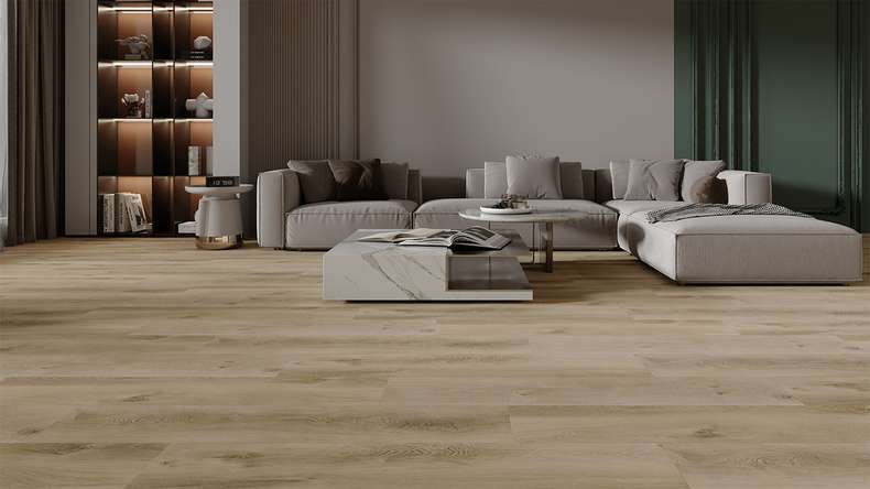planeo Rigid Click Vinyl - HOMEtec Pro 50 IXPE Desert Drift Oak | Impact sound insulation integrated (RP-E50-6)