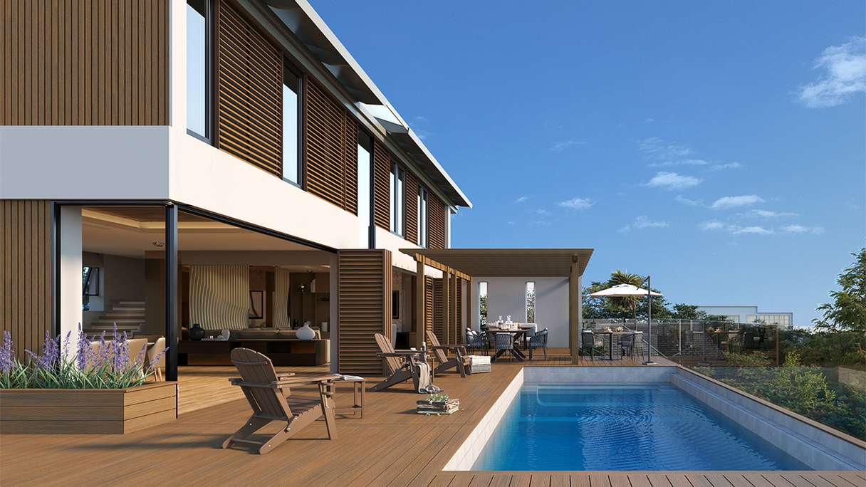 planeo LINEA Slim – WPC CoEx cladding, Burma Teak, 2900 x 215 mm