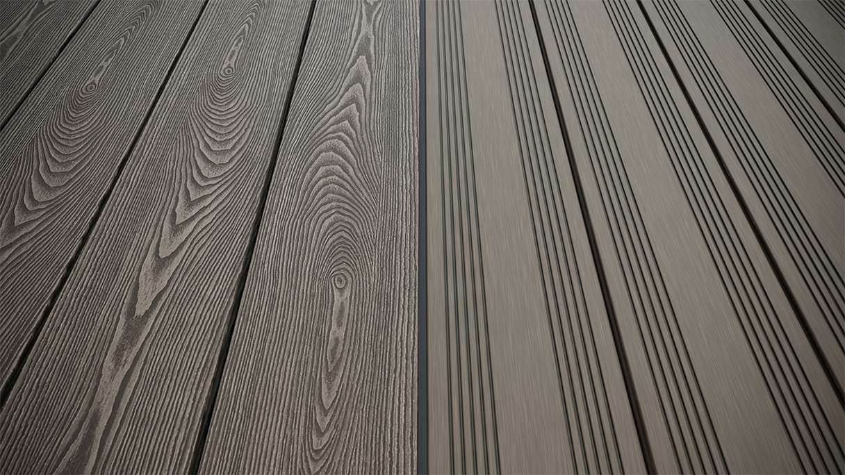 planeo SolidWood WPC decking board solid - Light grey 3m french/structured
