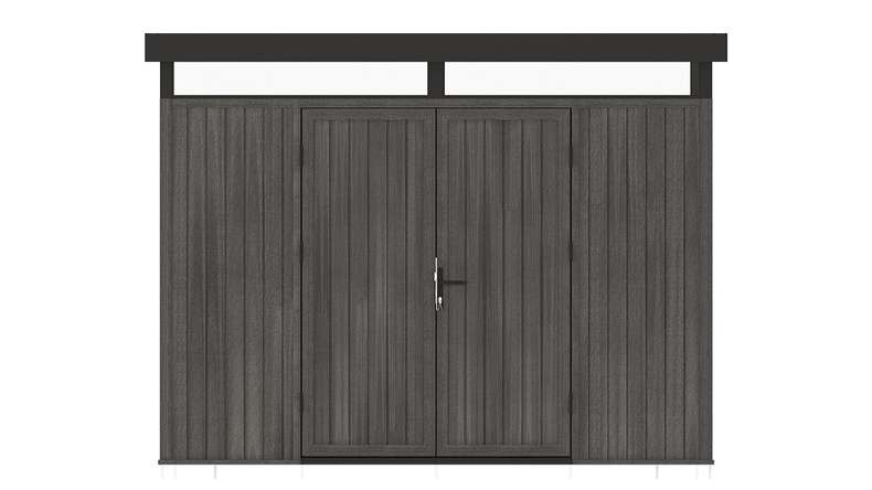 planeo WPC CoEx Flat-Roof Garden Shed L – Dark Grey 300 x 292 x 226.5 cm