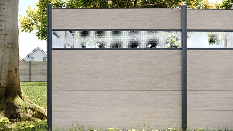 planeo Basic - PVC-Push-Pin Fence Square Sheffield Oak