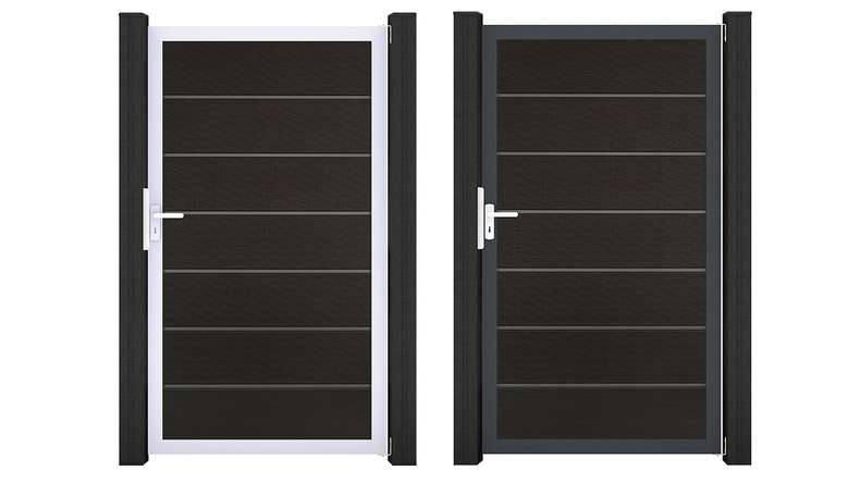 planeo Gardence Deluxe – BPC Universal Gate, black co-extruded with aluminium frame