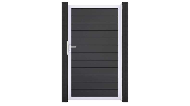 planeo Gardence Simply Small - PVC universal door anthracite with aluminium frame in silver | EV1 100 x 180 cm