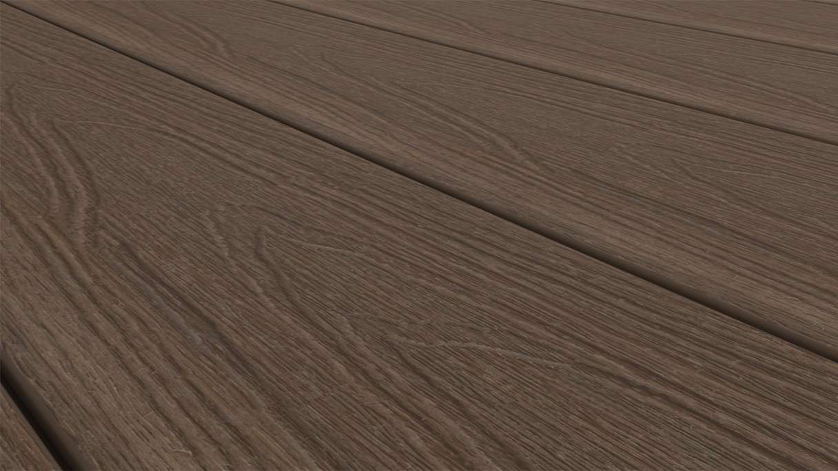 planeo MAXLine Nature - WPC CoEx coated XL decking board hollow chamber - Ipe Brown 3m textured/smooth brushed