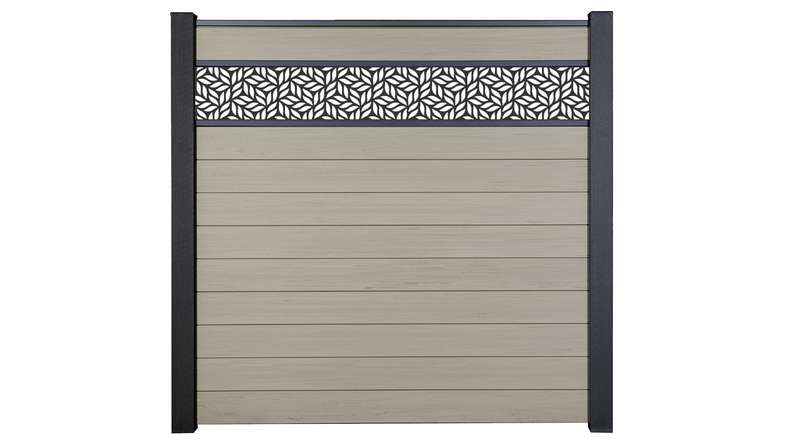 planeo Gardence Strong - BPC plug-in fence Leafs Bi-Colour Sand 180 x 180 cm