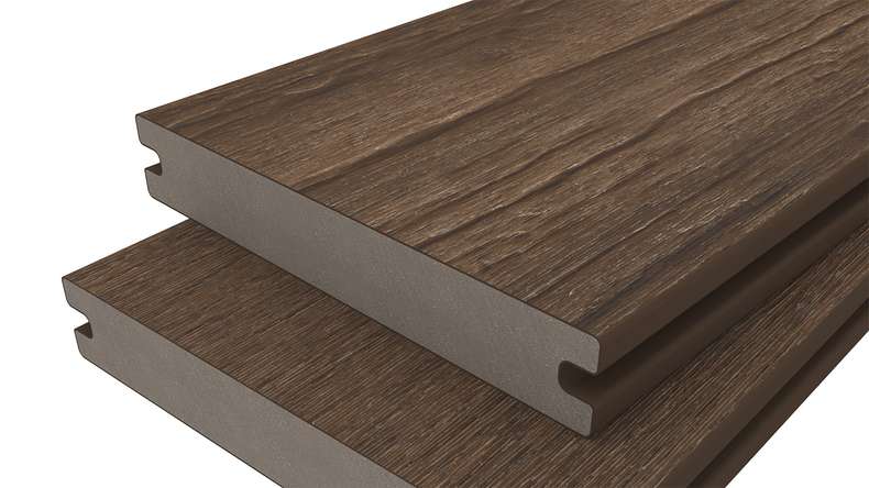 planeo ANTIKWoodline – WPC CoEx-coated solid decking board – Ipe Brown 3m – rustic/smooth brushed