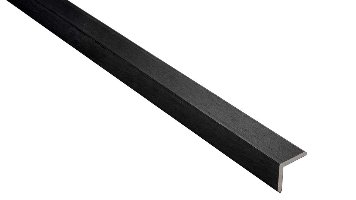 planeo WPC co-extruded façade corner bracket, black – 2900 x 45 x 45 mm