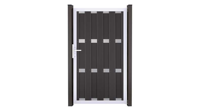 planeo prefabricated fence gate DIN right anthracite 100 x 180 x 4.0cm - frame silver