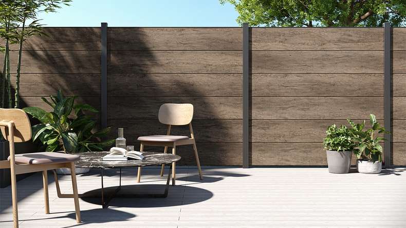 planeo Basic - PVC Plug-in Fence Square Monument Oak 180x180 cm