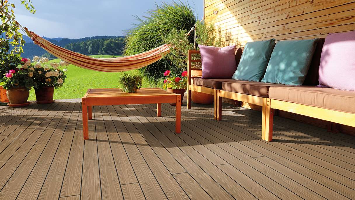 planeo Authentic Wood – Solid BPC decking board – Garapa textured