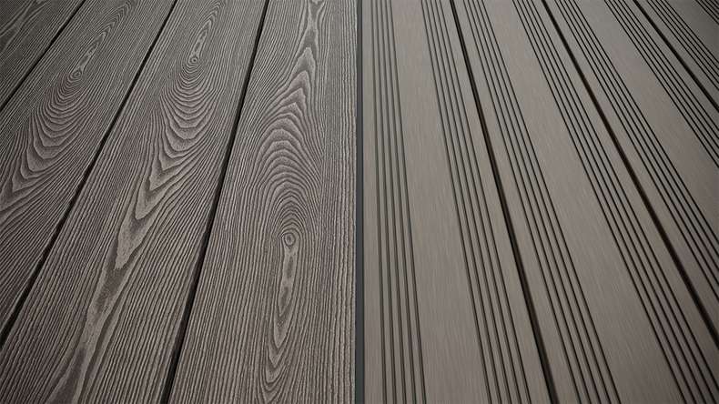 planeo SolidWood WPC Solid decking board - Light grey 3.6m French/structured