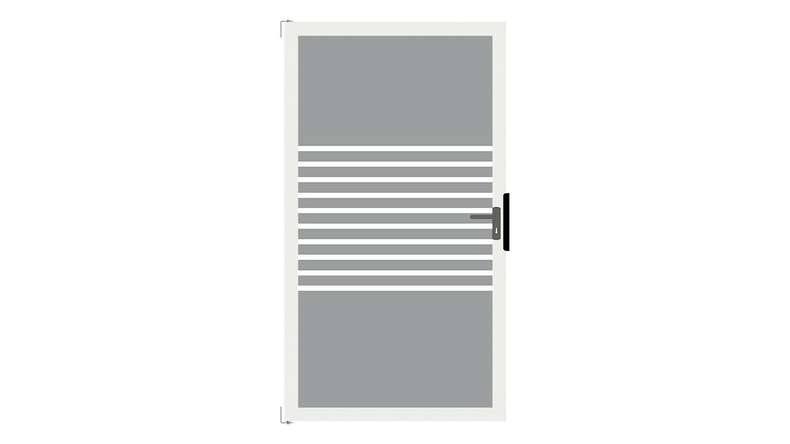 planeo Ambiente - glass privacy gate DIN right strip with anthracite aluminium frame 100 x 180 cm